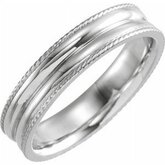 51917 / Sterling Silver / 7 / Poliert / Comfort Fit Rope Edge Grooved Band