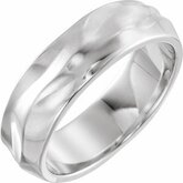 52164 / Sterling Silver / 7 / 6 Mm / Polished / Textured Men's Wedding Band