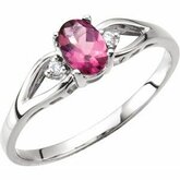 Genuine Pink Tourmaline & Diamond Ring