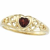 Heart-Shaped Genuine Mozambique Garnet Ring