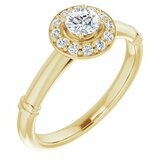 Charles & Colvard Moissanite® & Diamond Accented Halo-Style Engagement Ring