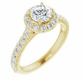 653430 / Engagement Ring / Set / 14K Yellow / Charles & Colvard Forever One Moissanite / Round / 6.5 Mm / Polished / Near Colorless Created Moissanite And 7/8 Ctw Dia Engagement Ring