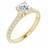 653435 / Engagement Ring / Set / 14K Yellow / Charles & Colvard Forever One Moissanite / Round / 6.5 Mm / Polished / Near Colorless Created Moissanite And 3/8 Ctw Diamond Engagement Ring