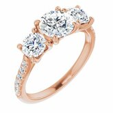 653438 / Engagement Ring / Set / 14K Rose / Charles & Colvard Forever One Moissanite / Round / 6.5 Mm / Polished / Near Colorless Created Moissanite And 1/6 Ctw Dia Engagement Ring