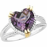 Sterling Silver & 14kt Yellow Amethyst Ring